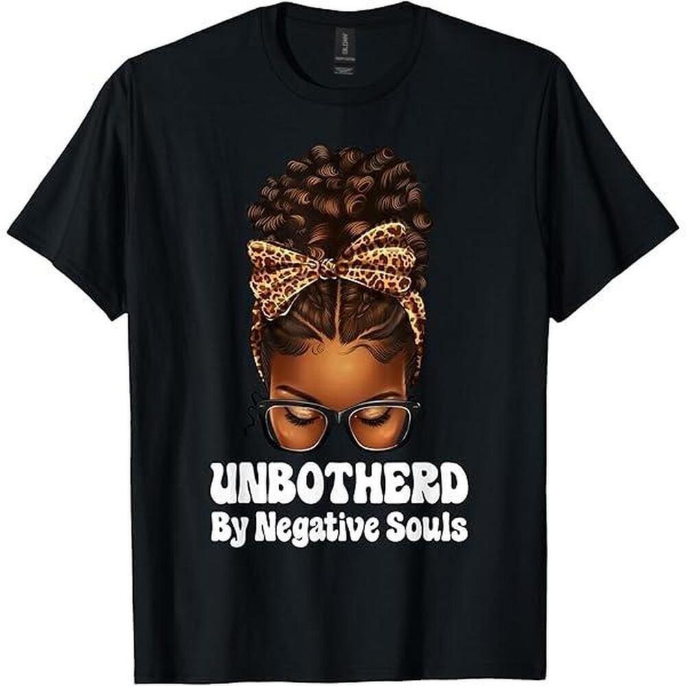Black Cotton Graphic Tee With Unbotherd By Negative Souls Design